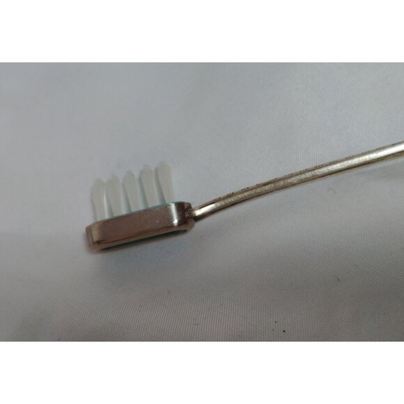Vintage Sterling Silver Child's Toothbrush Collectible W/ Turquoise Accent & Sof - Picture 2 of 6
